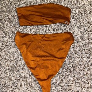 Fashion nova two piece bikini with bandeau top, high waisted bottoms